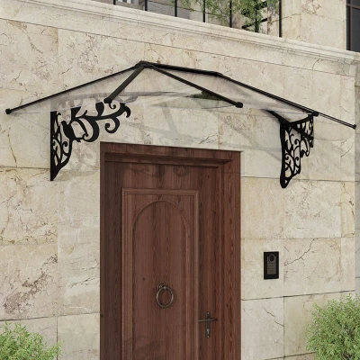 Image of 7â1 x 2â11 Palram Canopia Lily 2130 Black Clear Door Canopy (2.16m 0.88m)