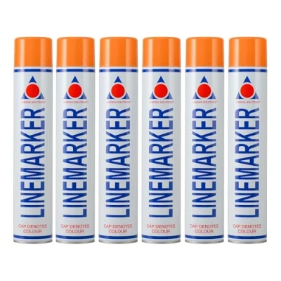Image of Aerosol Solutions Line Marker, Grass and Road Spray Paint, Orange, 750 ml (Pack of 6)