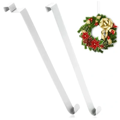 Image of com four® 2x door hooks made of stainless steel 26 cm for wreaths and decorations Hanger apartment doors inside outside Coat hanging