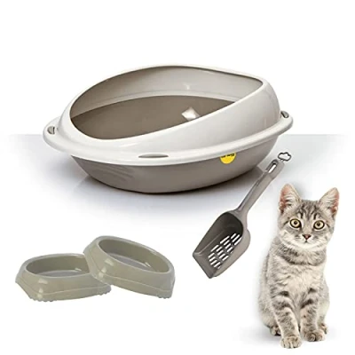 Image of High Rim Cat Litter Tray Bundle + 2 Smarty Bowls Scoop Hygeine, Box, Kittens/Cats