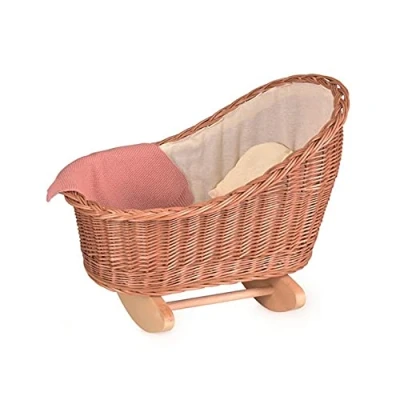 Image of Egmont Toys Wicker Cradle with Knitted Blanket Wicker, Fabric 700056