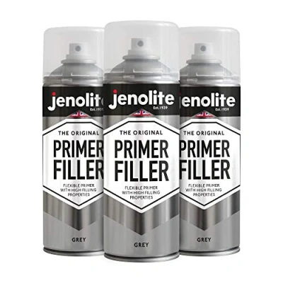 Image of JENOLITE Primer Filler Spray Paint GREY High Fill Multi Surface Fills Small Dents &amp; Scratches Perfect For Car Bodywork, 3D Printer Models More 3 x 400ml