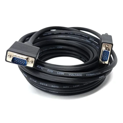 Image of 10m VGA to Cable 15 pin SVGA Male for Monitor Computer PC Laptops TV Projectors Extension Lead, HD15 All Data Pins Connected (33ft, Black)