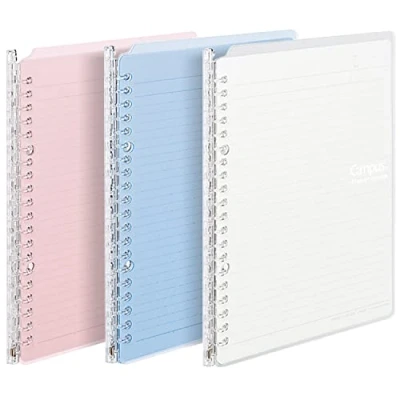 Image of KOKUYO Campus Easy Carry Slim Binder Smart Ring B5 26 Set OF 3 (Light Pink, Light Blue &amp; Clear, B5)