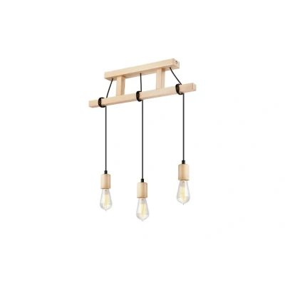 Image of Leon Industrial Bar Pendant Ceiling Light Natural, 3x E27