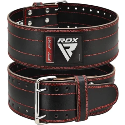 Image of RDX Weight Lifting Belt for Men Women, IPL USPA Approved, 6mm Thick 100% Leather, 4 Powerlifting Back Support, Squat Deadlift Bodybuilding Exercise Fitness Gym Workout Strength Training up to 700 LBS