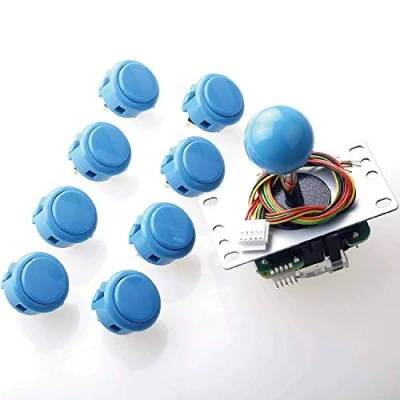 Image of Sanwa JLF TP 8YT Joystick + 8 pcs OBSF 30 Push Button Bundle Kit Color : Blue for Arcade Game 4 &amp; Way Adjustable, Compatible with Catz Mad SF4 Tournament S@NWA