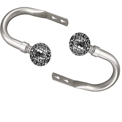 Image of viceroy bedding Mosaic Ball Pair of Matching Holdback to Stunning Curtain Poles (Satin Nickel, Holdback)