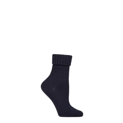 Image of Women&#039;s 1 Pair Burlington Plymouth Virgin Wool Turn Over Top Socks Navy 3.5 7 Ladies