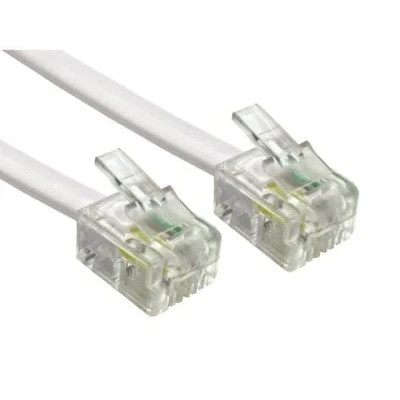 Image of Reulin 12M Flat Landline Telephone Broadband Cable Cord, Wifi Modem Router Wire to RJ11 Phone Socket or Microfilter, ADSL 2+ Filter/Fibre Optic 6/4 High Speed Internet Lead (12 Metres, White)