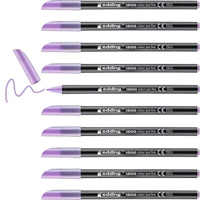 Image of edding 1200 colour pen fine berry lavender 10 pens round tip 1 mm felt for drawing and writing school or mandala