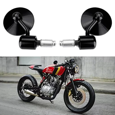 Image of DREAMIZER Round Motorcycle Rear View Mirror, 7/8&quot; Handle Bar End Mirrors for Street Bike Dirt Scooter Chopper Cruiser