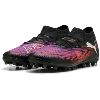 Image of PUMA Unisex Future 8 Match MG Soccer Shoe, Black White Glowing RED, 10 UK