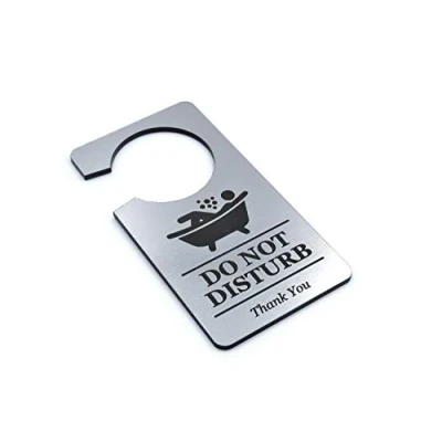 Image of OriginDesigned Silver coloured &#039;In Bath&#039; Bathroom in use Do Not Disturb, Warning Door Sign, Hanger Notice. Perfect for at home to stop intruders whilst bathing.