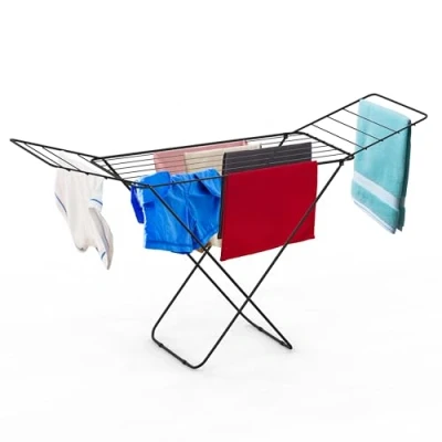 Image of Clothes Airer Drying Rack Winged 18M Length Line Indoor Outdoor Laundry Washing ,Metal Foldable Horse Rack,Clothes Dryer for &amp; 182x50x100cm