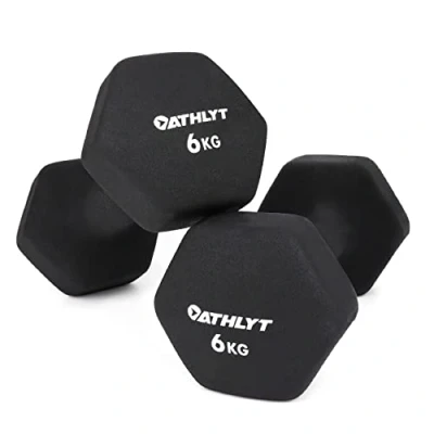 Image of Athlyt Neoprene Dumbbell Weights, 2 X 6kg, 06# 6 Black
