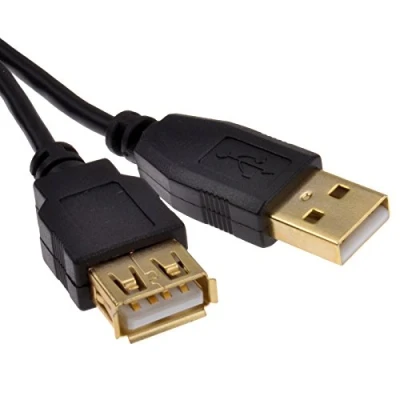 Image of kenable GOLD USB 2.0 EXTENSION Lead 24AWG High Speed Cable A Plug to Socket 3m [3 metres]