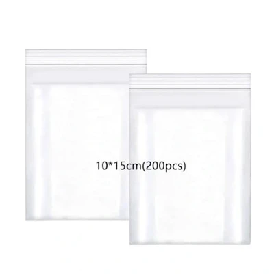 Image of Zip Lock bags Resealable Plastic 10X15cm Grip Seal Small Suitable for Kitchen Assortment Biscuits Nuts Jewelry Packaging Sealed Storage Pouches Mini 100μm 200pcs
