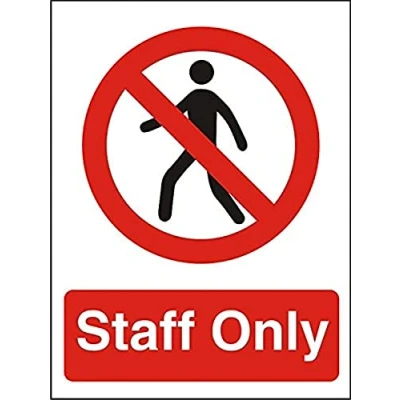 Image of Seco Staff Only Sign, 200mm x 300mm 1mm Semi Rigid Plastic