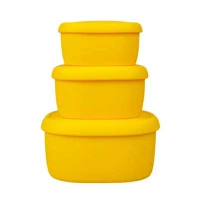 Image of BLUE GINKGO Silicone Food Storage Container Set Reusable Airtight Containers with Lids Lunch and Bento Boxes for Adults Kids Freezer, Yellow