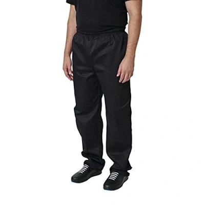 Image of Whites Vegas Unisex Chef Trousers with Elasticated Waistband, Size: 4XL / 54 56 inch, Black, Polycotton, Professional Appearance, Suitable for Commercial Laundering, A582