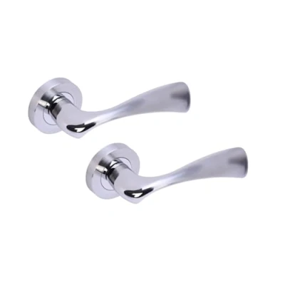 Image of HANDLEZONE® Volans Premium Lever On Round Rose Door Handles, Internal Passage Latch 1 Set Dual Finish Polished/Satin Chrome