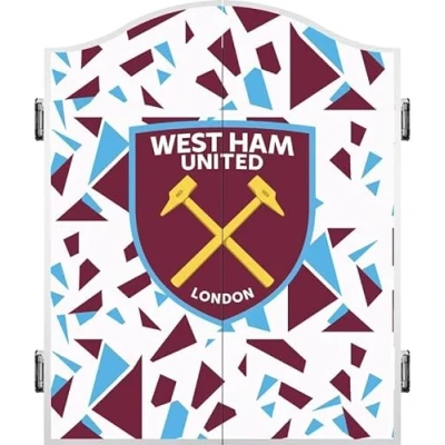 Image of FOCO Officially Licensed Football Club Hammers FC Darts and Dartboard Cabinet, Abstract, Claret Blue (CAB125)