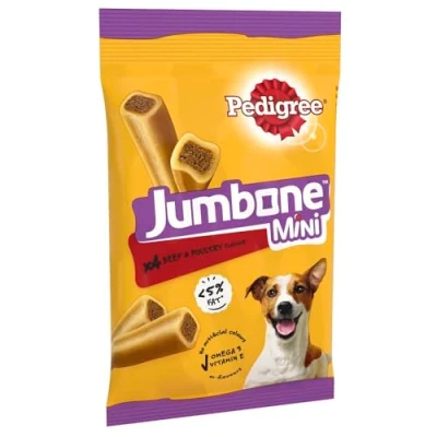 Image of Pedigree Jumbone Mini Dog Treats for Small Dogs with Beef and Poultry 32 Chews (Pack of 8)
