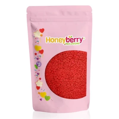 Image of HONEYBERRY INCLUSIONS Red Sugar Strands Sprinkles 200g Premium Edible Decorating Vermicelli for Baking, Cupcake and Cake Decorations, Ice Cream, Dessert Icing Decoration Toppers