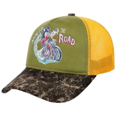Image of King Kerosin Split The Road Vintage Trucker Unisex Hat green/black, One size