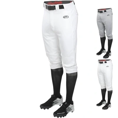 Image of Rawlings Launch Series Knicker Baseball Pants Solid Colors Adult Sizes White