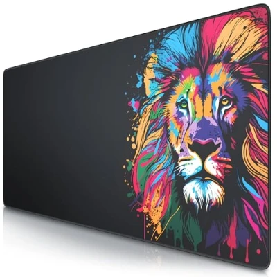 Image of TITANWOLF XXL Mouse Mat Pad 900 x 400 3mm Speed Gaming Extra Large MousePad Table Size Improved Precision and Design Colour Lion