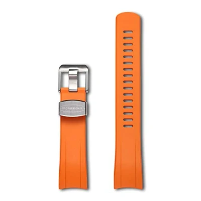 Image of CRAFTER BLUE Curved End Watch Band Rubber Strap Replacement for Seiko Samurai Prospex Automatic Dive SRPB51, SRPB09, SRPB53, SBDY007, SBDY009, SBDY011, SBDY019, SBDY025 etc Orange