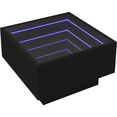 Image of vidaXL Coffee Table with LED Black 50x50x30 cm Engineered Wood