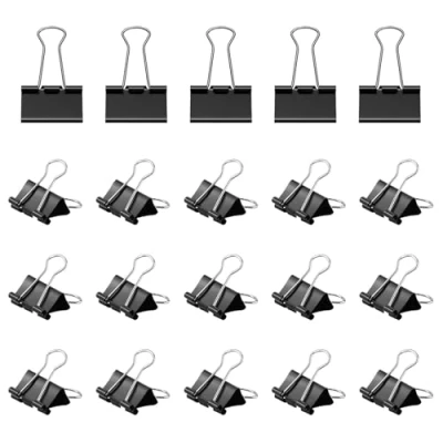 Image of 80pcs Binder Clips, 15mm Black Metal Small Bulldog Clips Foldback Mini Clamps Stationery File Money Paper