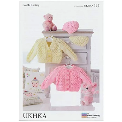 Image of Double Knitting Pattern Baby Round &amp; V Neck Cardigans Hats (UKHKA 137)