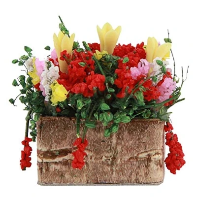 Image of TOPINCN Dollhouse Decorations 1/12 Scale Miniature Flower Clay Pot Landscape Accessories Mini Plant
