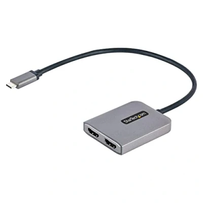 Image of StarTech.com USB C to Dual HDMI Adapter, Type Multi Monitor MST Hub, 4K 60Hz Laptop Display Extender / Splitter, HDR, Extra Long Built In Cable, Windows Only (MST14CD122HD)
