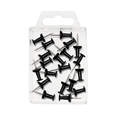 Image of Wedo 54101 Pins Diabolo Shape in Clear Box Black (Pack of 20)