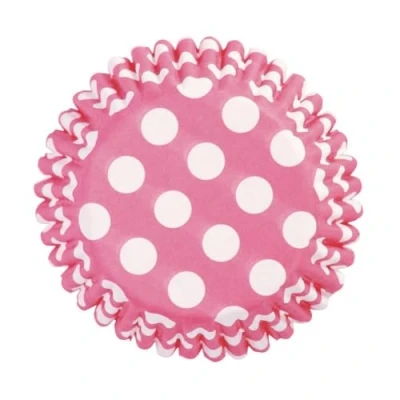 Image of Culpitt Cerise Spot Cupcake Cases, Baking Cups, Greaseproof Printed Pack of 54