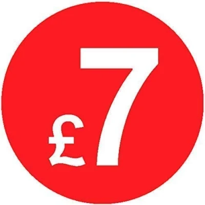 Image of Pack of 500 20mm Price Stickers/Labels Choose from 10p to £95 Bright Red Many Prices (£7 Red)