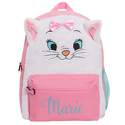 Image of Disney The Aristocats Marie Girls Backpack Plush Luxury 3D Soft Cat School Bag kids Pink Rucksack Travel Lunch Book for Nursery