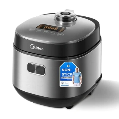 Image of Midea RICE COOKER with 9 functions, 2L, 8 cups, for 1 3 persons, advanced heating technology, 30 min quick rice, non stick coating, 24 hour keep warm &amp; timer STEAM INSERT, SMALL