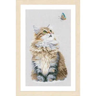 Image of Lanarte Counted Cross Stitch Kit: Forest Cat, NA, 25 x 42cm