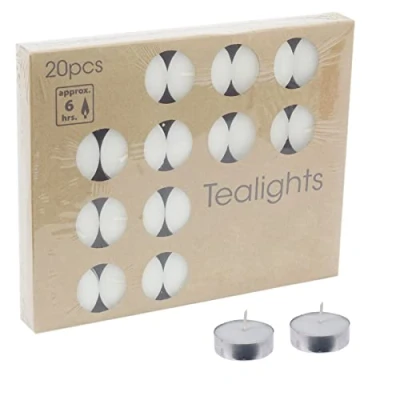 Image of Pack Of 20 White Ivory Tealight Candles Unscented Candle Tealights Wedding Christmas