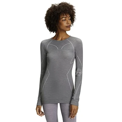 Image of FALKE Women&#039;s Wool Tech. Base Layer Top, Thermal, Grey (Grey Heather 3757), XL (1 Piece)