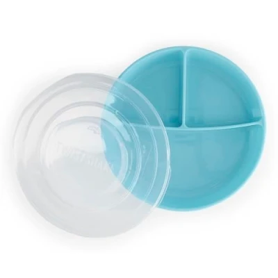 Image of Twistshake Baby Plate with Airtight Lid Divided Plates for Children BPA Free Weaning 3 Parts Food Training 6 Month+ Feeding Newborn Essentials Blue