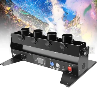 Image of Portable 4 Shot Confetti Machine, Electric Launcher, Cannon Professional DJ Launcher for Stage Weddings