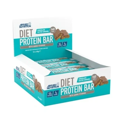 Image of Applied Nutrition Diet Protein Bar, High Protein, Low Sugar Snack Bar with Added Vitamins Chocolate Carmel Crisp (12 x 45g)