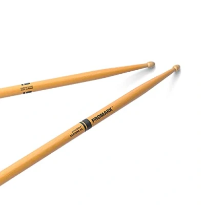Image of ProMark Drum Sticks Rebound 5A Drumsticks ActiveGrip For Secure, Comfortable Grip Gets Tackier As Your Hands Sweat Active Finish, Acorn Tip, Hickory Wood 1 Pair